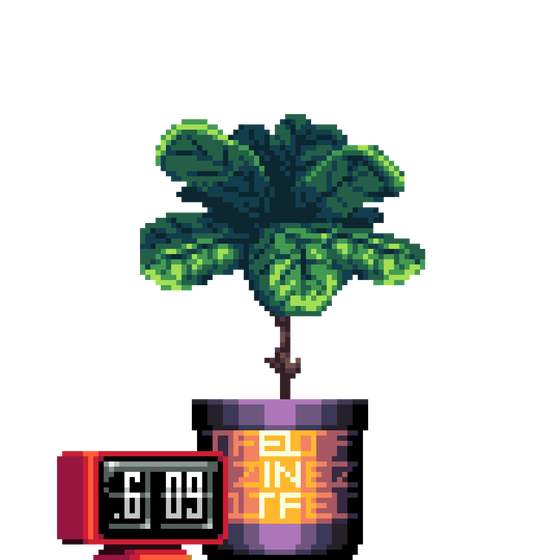 Fiddle-Leaf Fig in Large Felt Zine Two Tone pot with Flip Clock