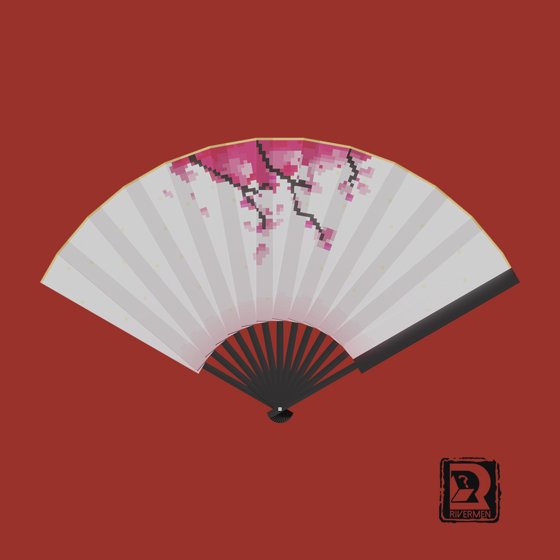 Folding Fan with Peach Blossom Paint