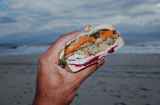 Turkey Sandwich on the Beach