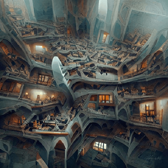4 dimensional Merovingian office building