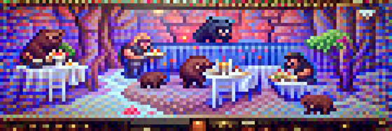 #747 The bears are eating food at a restaurant