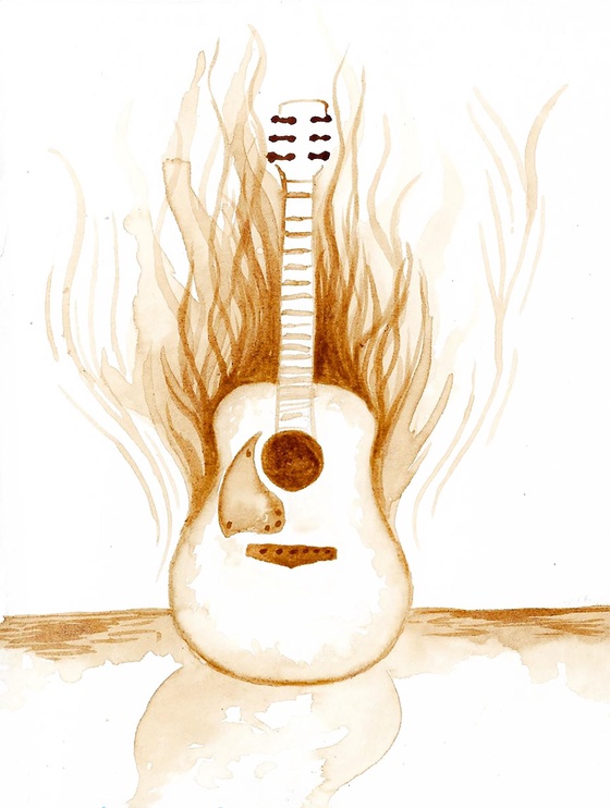 Cryptocoffee "Forgotten Guitar" Coffee Painted Animation