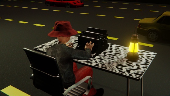 Desktop #174: The Hypebeast in the Black Slim Chair With a Gas Lamp and a Typewriter on a Pattern Table in The Streets