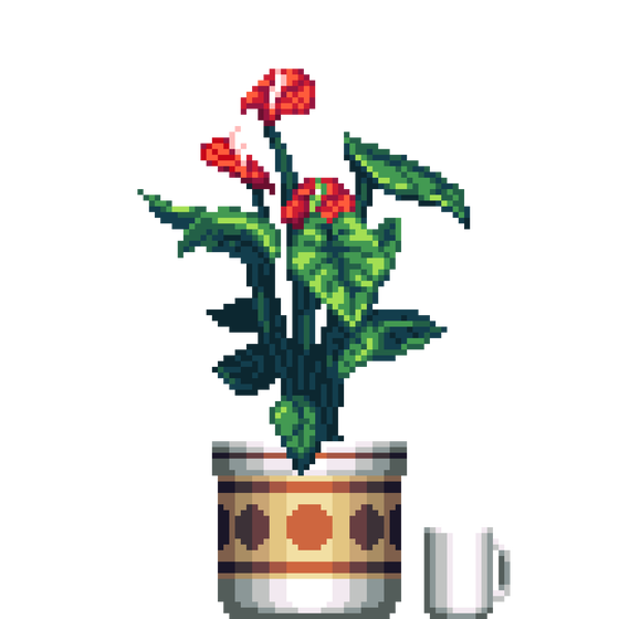 Red Anthurium in Large Premium Pattern pot with Coffee Mug