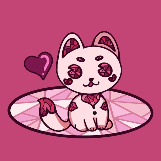 Stained Cat - Heart (Pink)