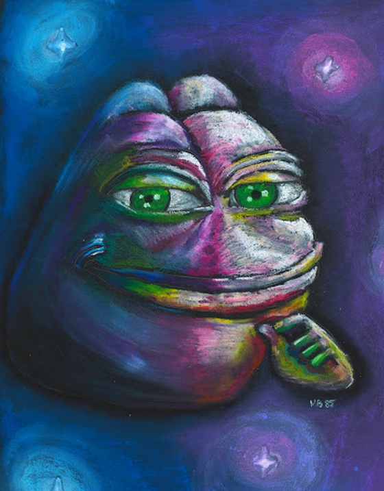 PEPE: BEYOND THE MOON | pastel on black paper