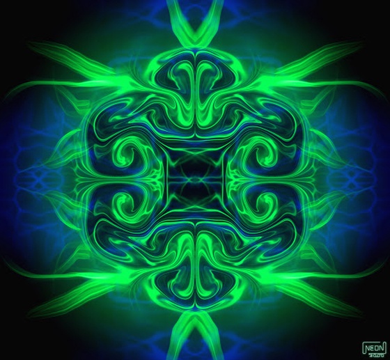 Waves of Time Wobble. Green blue. (Abstract Energy Series.)