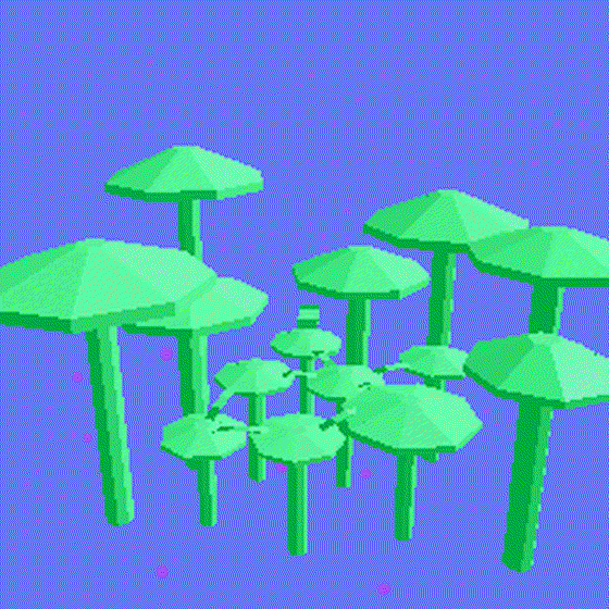 mushroom forest (キノコの森): emerald submerged (purple ethereal)