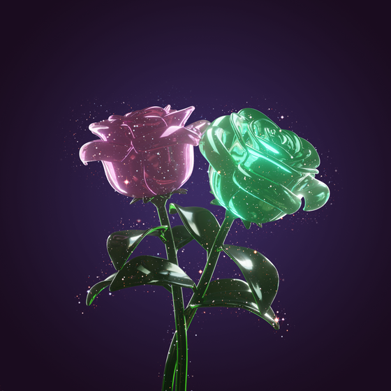 Pink and Green Glass Roses Anniversary Bouquet