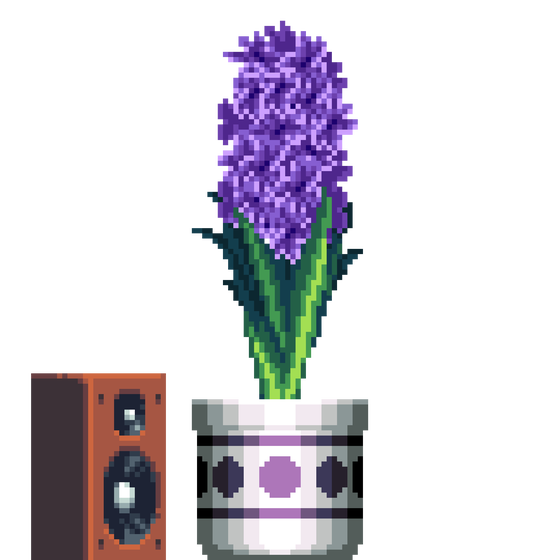 Purple Hyacinth in Large Pattern pot with Speaker