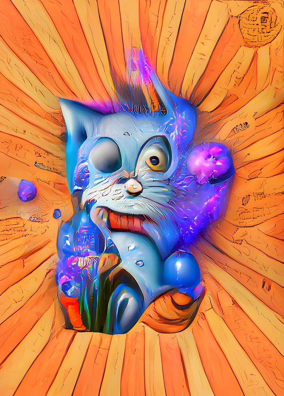 Blue Cat cartoon - Lucky Maneki #11150 - "FukuNeko"