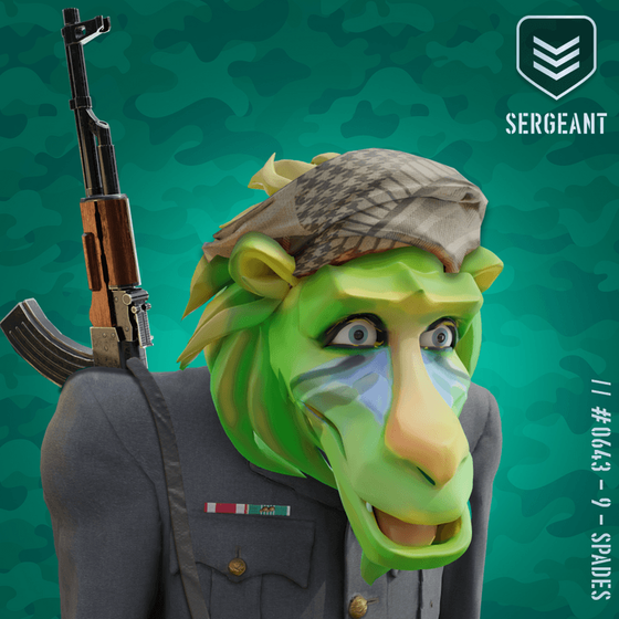 Surprised Green Sergeant Baboon #643