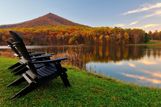 Autumn Lakeside Serenity - Peaks of Otter