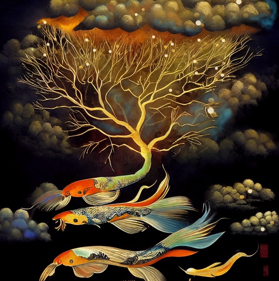 Midnight Koi Tree