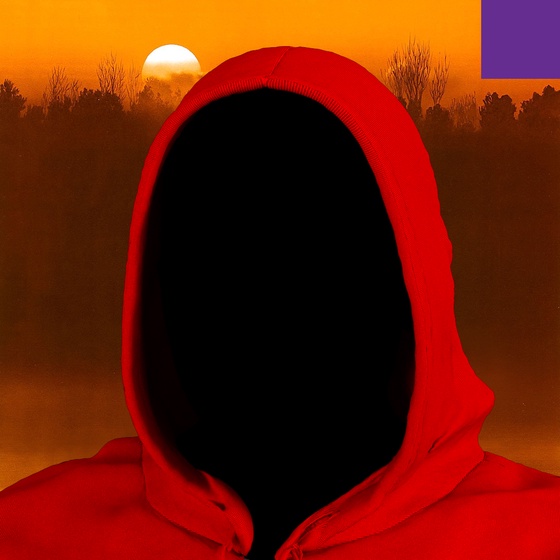 Villain #156 - The Red Hoodie Villain on the Sunset Creek background with the Purple Accent