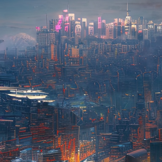 cyberpunk city panorama sunset 2013830342