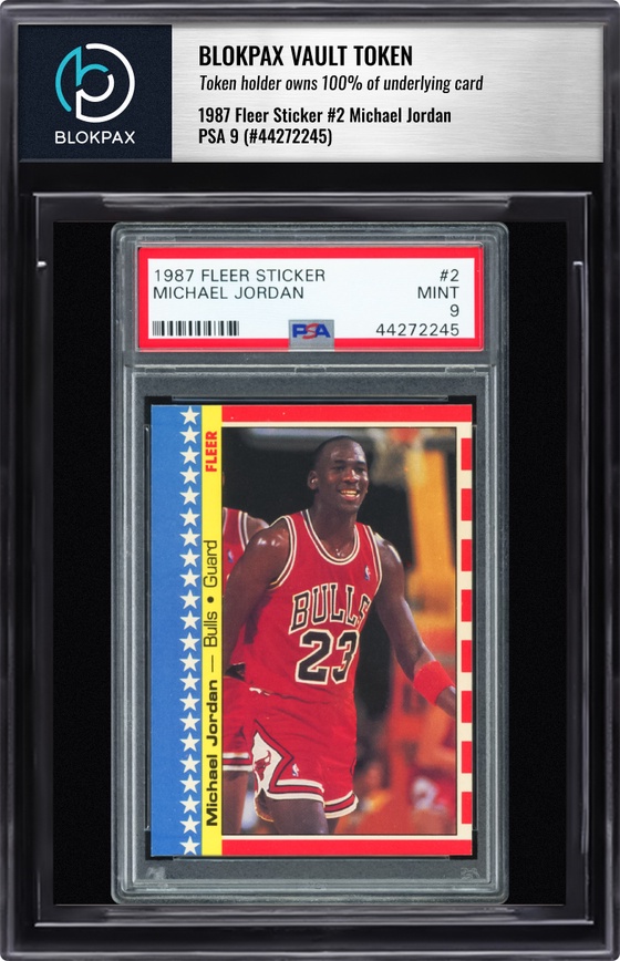 1987 Fleer Stickers Michael Jordan #2 - PSA 9 (Cert: 44272245)