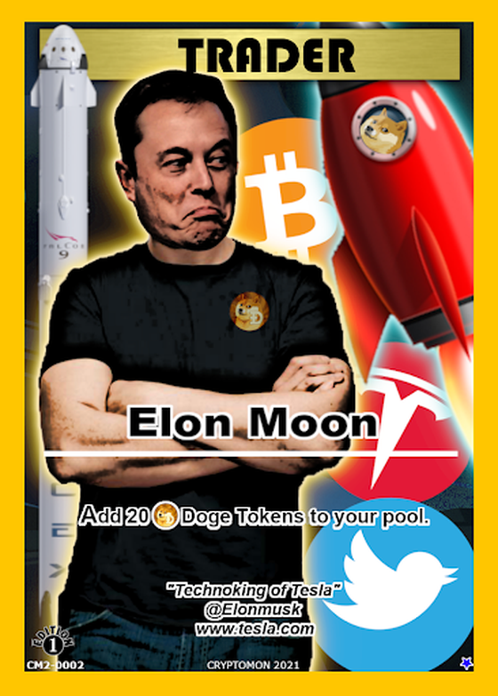 Official Cryptomon Elon Moon CM2-0002 1st Edition Card