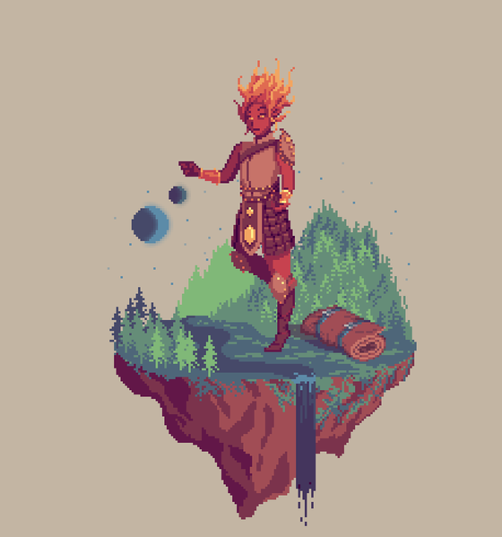 Ember Elemental Barefist Monk from The Forest + Bedroll.png