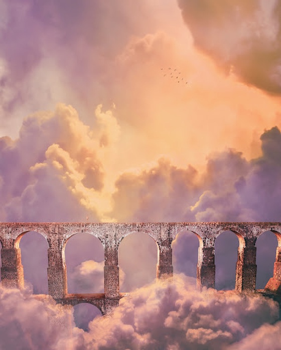 Bright bridge, through the clouds