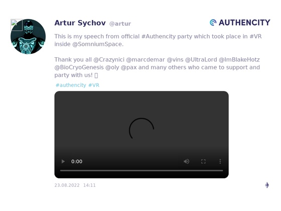 Authencity publication by Artur Sychov (@artur)