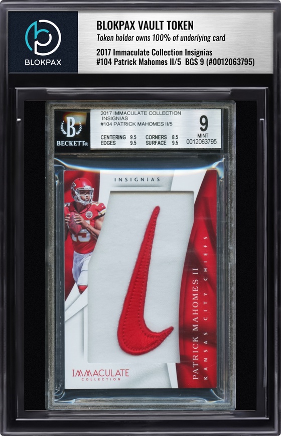 2017 Immaculate Collection Patrick Mahomes #104 - BGS 9 (Cert: 12063795)