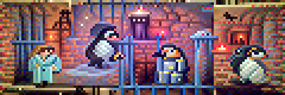 #570 The penguins are escaping a prison in the night