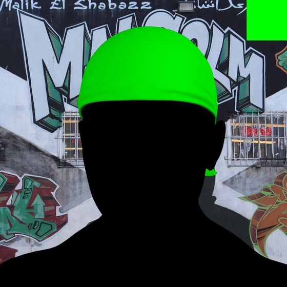 Villain #697 - The Green Durag Villain on the Malcolm Mural background with the Green Accent