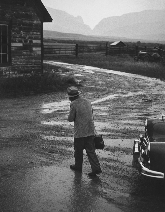 Country Doctor - Dr. Ernest Ceriani Making a House Call in the Rain