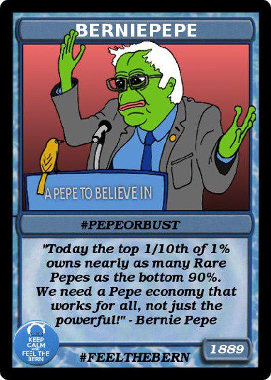 BERNIEPEPE | Rarepepe SERIES 8 Card 45 | Rare Pepe Wallet 2016 Counterparty XCP Bernie NFT Asset