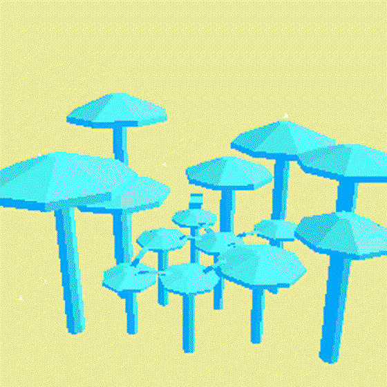 mushroom forest (キノコの森): topaz enlightened (white fragmented)