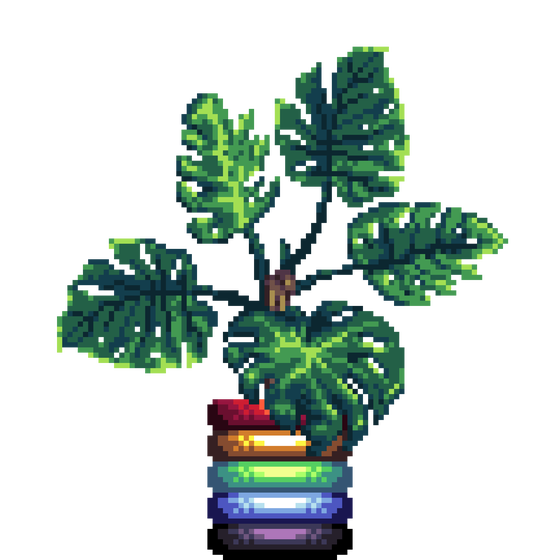 Monstera in Rainbow Rings pot