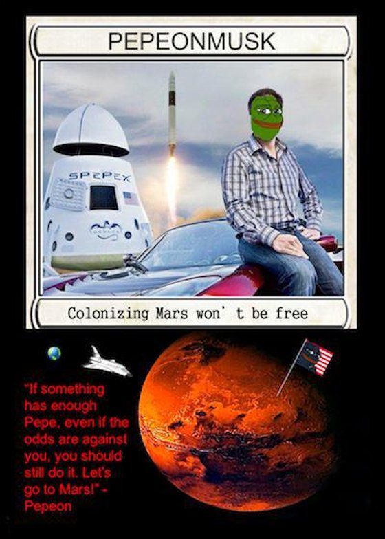 PEPEONMUSK SERIES 5 CARD 38 | RarePepe | Rare Pepe Wallet 2016 Counterparty XCP Elon Mars NFT Asset