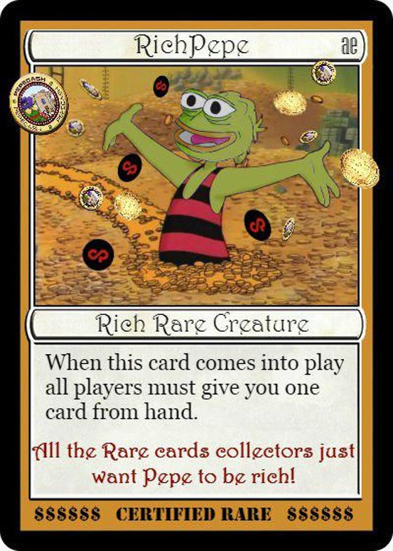 RICHPEPE | SERIES 14 Card 11 | RarePepe | Rare Pepe Wallet 2017 Counterparty XCP Scrooge McDuck Coins NFT Asset