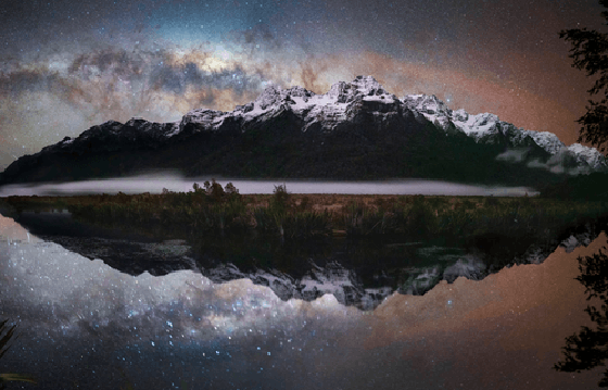 Mirror Lakes At Night - Fiordland NP