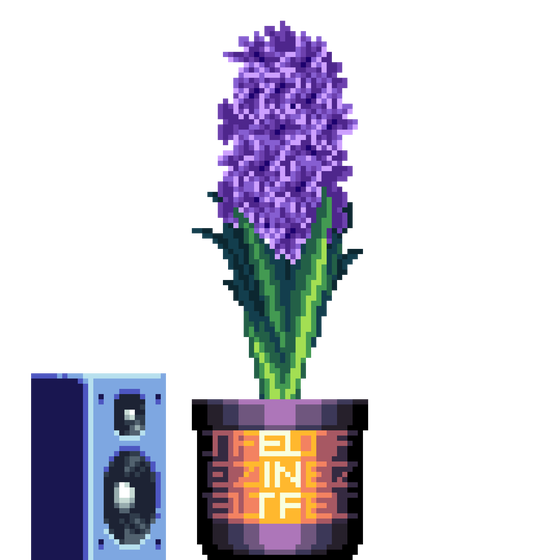 Purple Hyacinth in Large Felt Zine Two Tone pot with Speaker