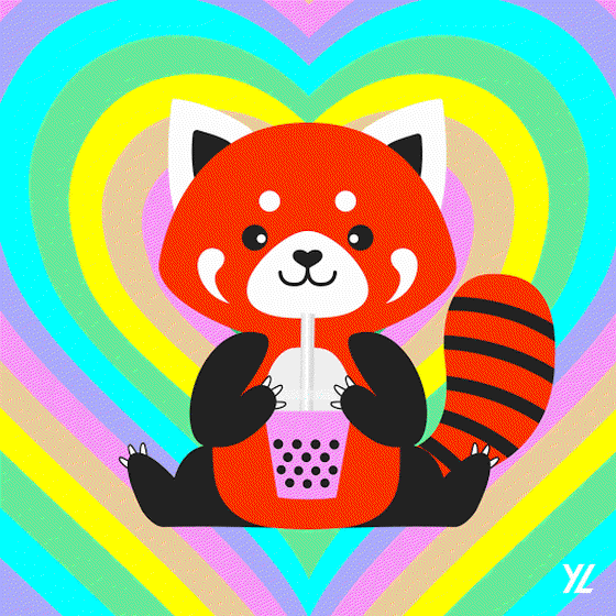 Red Panda holding Rainbow Boba Tea #60/126