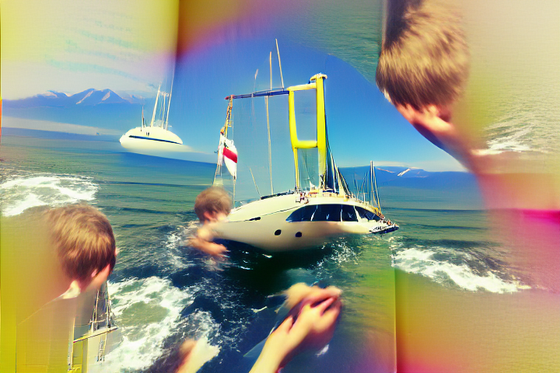 We sailed a yacht jumping into the salty water on a summer's day.