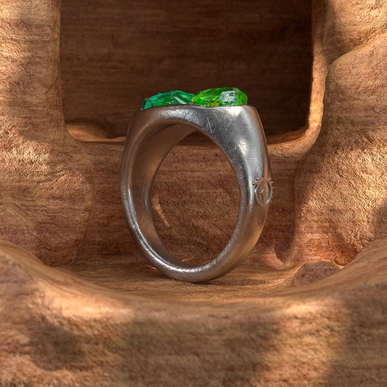 "Dragon Glow" Platinum Ring of the Twins