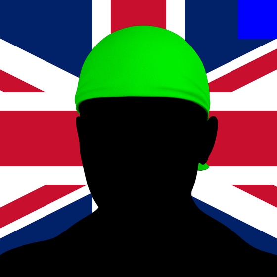 Villain #254 - The Green Durag Villain on the British background with the Blue Accent