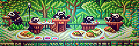 #299 The pandas are eating food at a restaurant