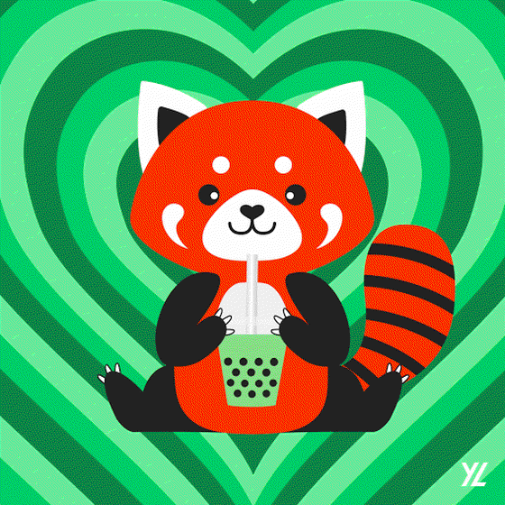 Red Panda holding a matcha boba tea #26/30