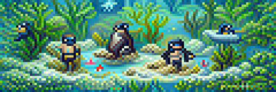 #448 The penguins are freediving in a bluehole