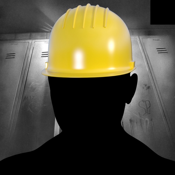 Villain #611 - The Construction Villain on the Locker Room background with the Black Accent