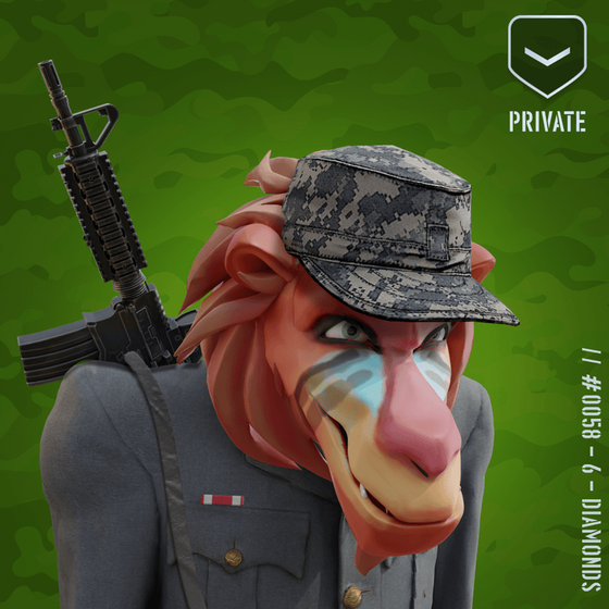 Angry Red Private Baboon #58