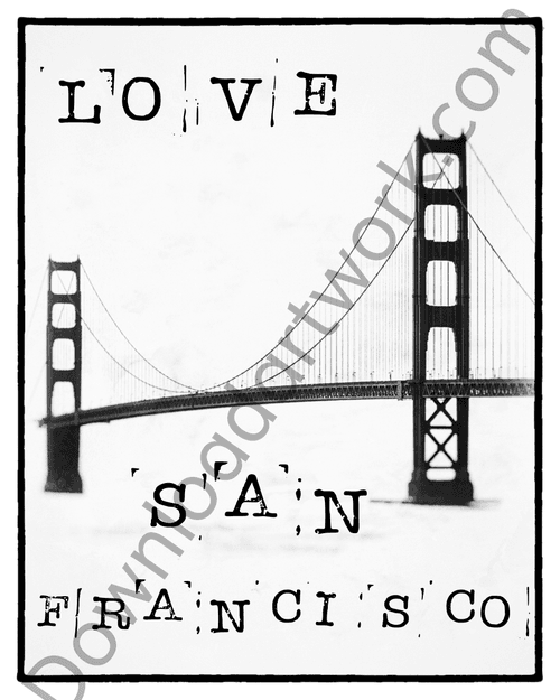 City Love - Film Noir style typographic art - Love San Francisco