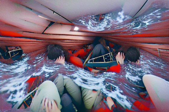 I was trapped under the boat and became dizzy with panic.