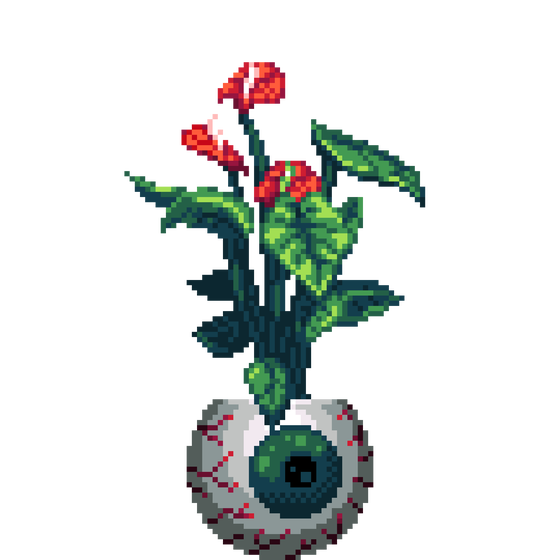 Red Anthurium in Eyeball pot