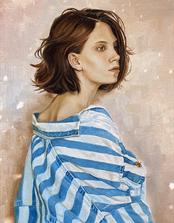 The Girl with Blue Stripes