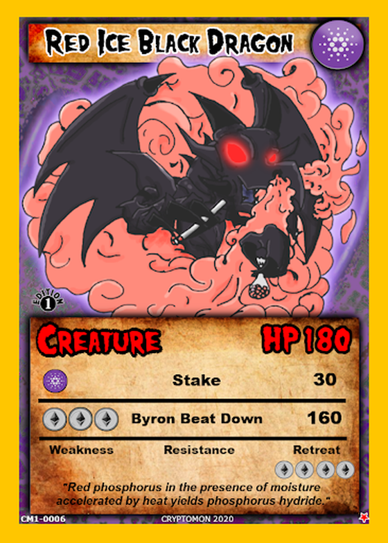 Official Cryptomon Red Ice Black Dragon CM1-0006 1st Edition Card